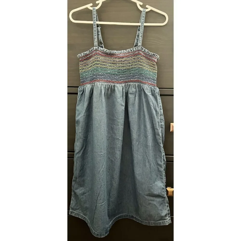 ‎Old Navy Girls Denim Rainbow Dress SZ S (6-7)